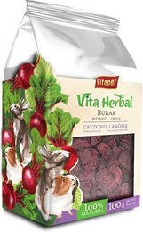 Produktbild von VITAPOL Vita Herbal Getrocknete Rote Bete Ergänzungsfutter für Kaninchen und Nagetiere 100 g vegan