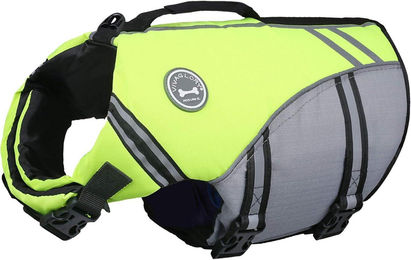 VIVAGLORY Hunde Schwimmweste aus Neopren in Gelb und Braun wasserdicht und verstellbar – Bild 1 von 6