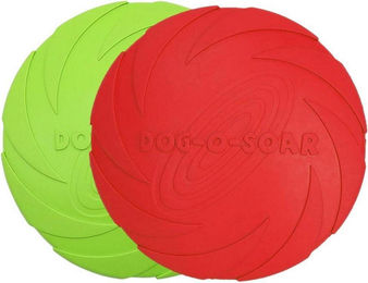 Vivifying Hundefrisbee aus Naturkautschuk 2er Set für erwachsene Hunde in Grün und Rot schwimmfähig - 2 x 18 cm – Bild 1 von 8