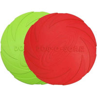 Produktbild von Vivifying Hundefrisbee aus Naturkautschuk 2er Set für erwachsene Hunde in Grün und Rot schwimmfähig - 2 x 18 cm