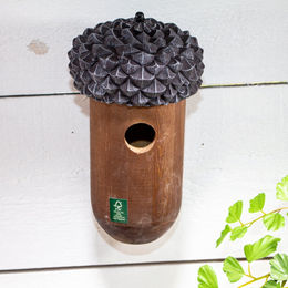Vogel-Nisthilfe Nistkasten in Eichelform aus Holz in Braun für Wildvögel – Bild 1 von 5