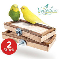 Produktbild von Vogelgaleria 2er Set Sitzbrett M aus Holz für Wellensittiche und Nymphensittiche Natur