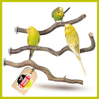 Produktbild von Vogelgaleria 3er Pack Naturholz Sitzstangen aus Korkenzieherhasel für Wellensittiche Nymphensittiche und Kanarienvögel