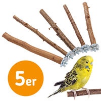 Produktbild von Vogelgaleria 5er Set Naturholz Sitzstangen für Wellensittiche und Nymphensittiche