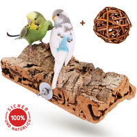 Produktbild von Vogelgaleria Premium Korksitzbrett für Wellensittiche und Nymphensittiche inklusive Weidenkugel 20x10cm