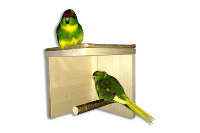 Vogelgaleria Schlafhaus aus Naturholz für Wellensittiche und Nymphensittiche mit Sitzstange Braun ca. 20cm x 20cm x 22cm – Bild 1 von 4