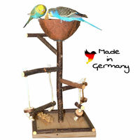 Produktbild von Vogelgaleria Vogelspielplatz aus Naturholz für Wellensittiche mit Kokosschale als Futternapf