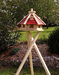 Produktbild von Vogelhaus aus Holz Typ 21 in Rot mit Ständer