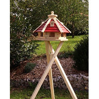 Produktbild von Vogelhaus aus Holz Typ 21 in Rot mit Ständer