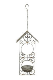 Produktbild von Vogelhaus Futterstation und Vogeltränke aus Metall in Grau/Braun 25x14cm H52cm