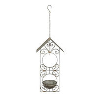 Produktbild von Vogelhaus Futterstation und Vogeltränke aus Metall in Grau/Braun 25x14cm H52cm