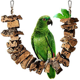 Vogelschaukel aus Naturkork zum Knabbern für Wellensittiche, Kanarienvögel, Papageien und Nymphensittiche – Bild 1 von 13