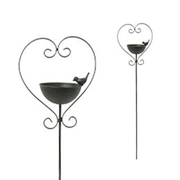 Produktbild von Vogeltränke Metall als Gartenstecker mit Herz-Design in Braun und Schwarz für das Vogelhaus