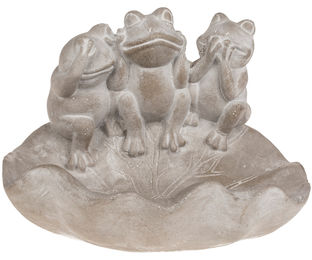 Vogeltränke und Trinkschale aus Zement in Grau mit Fröschen Design – Bild 1 von 3