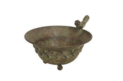Vogeltränke und Vogelbad aus Metall in Grün/Braun Ø20x17cm H12cm für den Garten – Bild 1 von 3