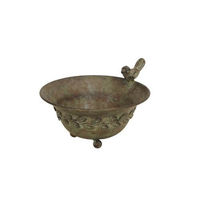 Produktbild von Vogeltränke und Vogelbad aus Metall in Grün/Braun Ø20x17cm H12cm für den Garten