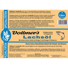 Produktbild von Vollmer's Kaltgepresstes Lachsöl zur Nahrungsergänzung für Haut, Fell und Immunsystem 1l