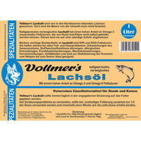 Produktbild von Vollmer's Kaltgepresstes Lachsöl zur Nahrungsergänzung für Haut, Fell und Immunsystem 1l