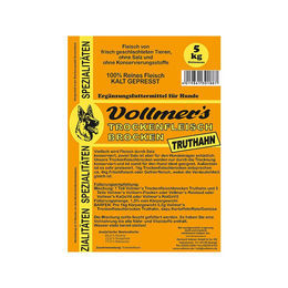 Produktbild von Vollmer's Trockenfleischbrocken Truthahn Monoprotein Kaltgepresst 1,5kg