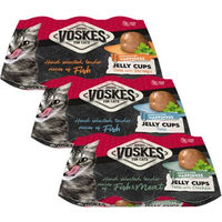Produktbild von Voskes Jelly Cups Katzensnack Thunfisch und Garnele 6 x 25 g