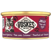 Produktbild von Voskes Katzen Nassfutter Thunfisch und Tintenfisch in Gelee 85g