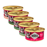 Produktbild von Voskes Katzennahrung Stückchen in Gelee Thunfisch und Rind 24 x 85 g