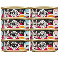 Produktbild von Voskes Suppenmischung für Katzen mit Lachs und Thunfisch 8x50 g