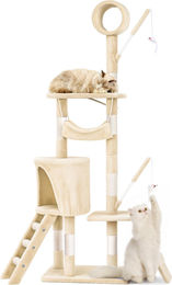 VOUNOT Kratzbaum 155cm Beige Mehrstöckiger Katzenbaum mit Höhle und Kratzsäulen – Bild 1 von 1