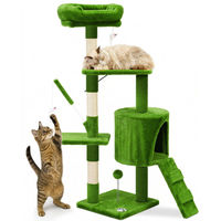 Produktbild von VOUNOT Kratzbaum für Katzen 112 cm hoch, mehrstöckiger Katzenbaum mit Höhle und Kratzsäulen aus Plüsch und Sisal, Grün
