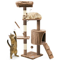 Produktbild von VOUNOT Kratzbaum für Katzen 112 cm hoch mit Höhle und Kratzsäulen aus Plüsch und Sisal Braun