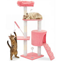 Produktbild von VOUNOT Kratzbaum für Katzen 112 cm hoch mit Höhle und Kratzsäulen aus Plüsch und Sisal in Rosa
