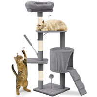 Produktbild von VOUNOT Kratzbaum für Katzen 112 cm Mehrstöckiger Katzenbaum mit Höhle und Kratzsäulen aus Plüsch und Sisal Grau