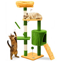 Produktbild von VOUNOT Kratzbaum für Katzen 112 cm Mehrstöckiger Katzenbaum mit Höhle und Kratzsäulen Grün-Orange