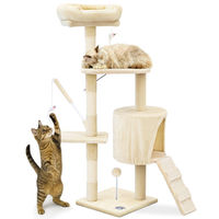 Produktbild von VOUNOT Kratzbaum für Katzen 112cm mit Höhle und Kratzsäulen aus Plüsch und Sisal in Beige