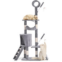 Produktbild von VOUNOT Kratzbaum für Katzen 155cm Grau mit Höhle und Kratzsäulen aus Plüsch und Sisal