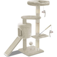 Produktbild von VOUNOT Kratzbaum für Katzen mit Kratzbrett und Sisalseil in Beige 115cm