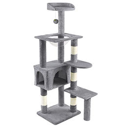 VOUNOT Kratzbaum für Katzen XL mit Katzenhöhle und Sisal Säule Grau 138cm – Bild 1 von 6