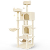 Produktbild von VOUNOT XXL Katzenbaum 168cm mit Korb und Hängematte, stabiler Kratzbaum für Katzen in Grau oder Beige