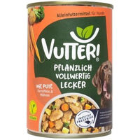 Produktbild von VUTTER! Pflanzliches Hundefutter Pute Geschmack Vegan Nassfutter Stückchen 6 x 400 g - 6 x 2,4 kg