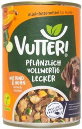Vutter! Vegan Hundefutter Rind und Huhn Geschmack 12x400 g - 12 x 400 g – Bild 1 von 2