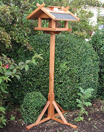 Vziwry Vogelhaus aus Holz mit Kupferdach und Ständer 155cm als Futtersilo für Vögel – Bild 1 von 7
