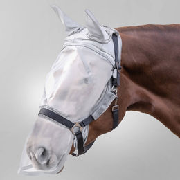 Produktbild von Waldhausen Fliegenmaske Premium für Halfter mit Ohren- und Nasenschutz Silbergrau WB