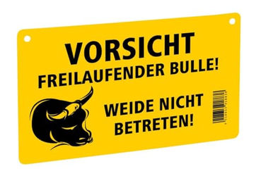 Produktbild von Warnschild Achtung frei laufender Stier Kerbl