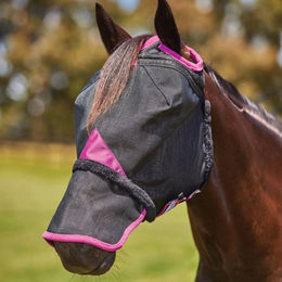 Produktbild von Weatherbeeta Pferde Fliegenmaske mit Nasenschutz Comfitec Deluxe Pony Schwarz/Violett