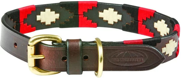 Weatherbeeta Polo Leder Hundehalsband Cowdray Braun/Schwarz/Rot – Bild 1 von 7