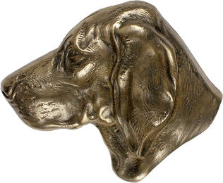 Produktbild von Weimaraner Gedenktafel mit Hundekopf aus Cold-Cast Bronze