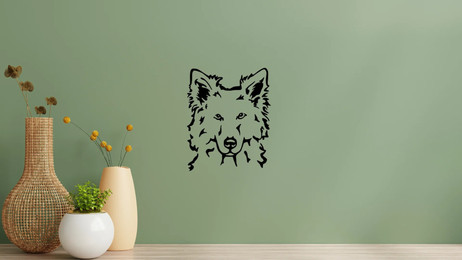 Produktbild von Weißer Schäferhund -Berger Blanc Suisse Kopf Wandtattoo Wandbild Wandsticker Wandaufkleber Wanddekoration