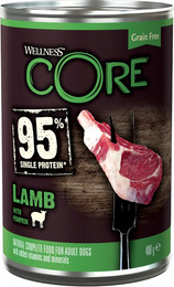 Produktbild von Wellness Core Adult 95% Single Protein Lamm & Kürbis - 12 x 400 g