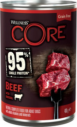 Produktbild von Wellness Core Adult 95% Single Protein Rind & Brokkoli - 6 x 400 g