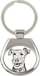 Produktbild von Welsh Terrier, Welshie, Daeargi Cymreig - Schlüsselanhänger mit Hund, Schlüsselanhänger mit Aufdruck, personalisierter Anhänger der Marke Art-Dog silber